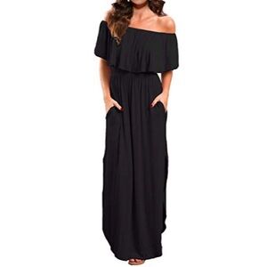 Verabendi Off Shoulder Black Maxi Dress